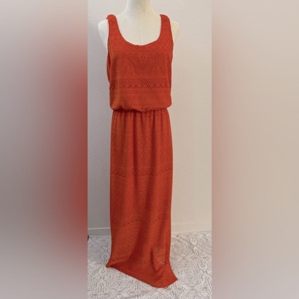 London Times Orange Lace Maxi Dress Women's 10
